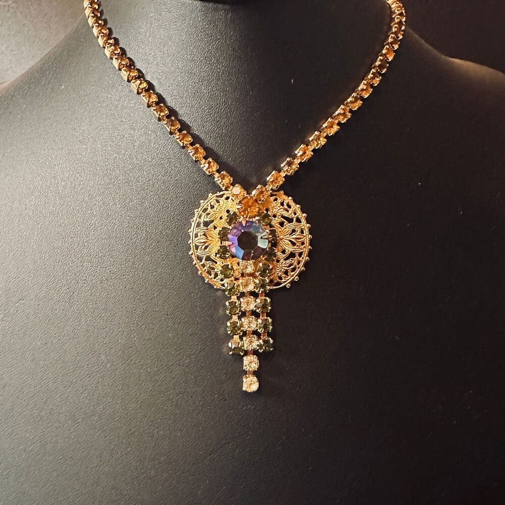 Vintage Aurora Borealis Deco-style Rhinestone Necklace